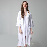 100% Silk V Neckline Full Length Breathably Silk Robe for Bridesmaids (multi-colors) - DIANASILK